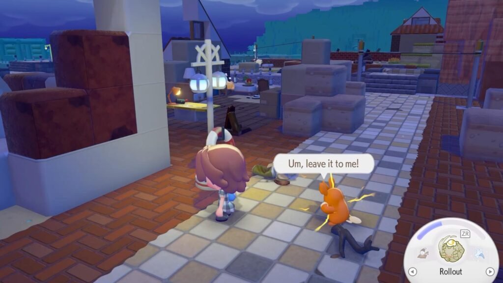 Pawmi light up a lamp in pokemon pokopia